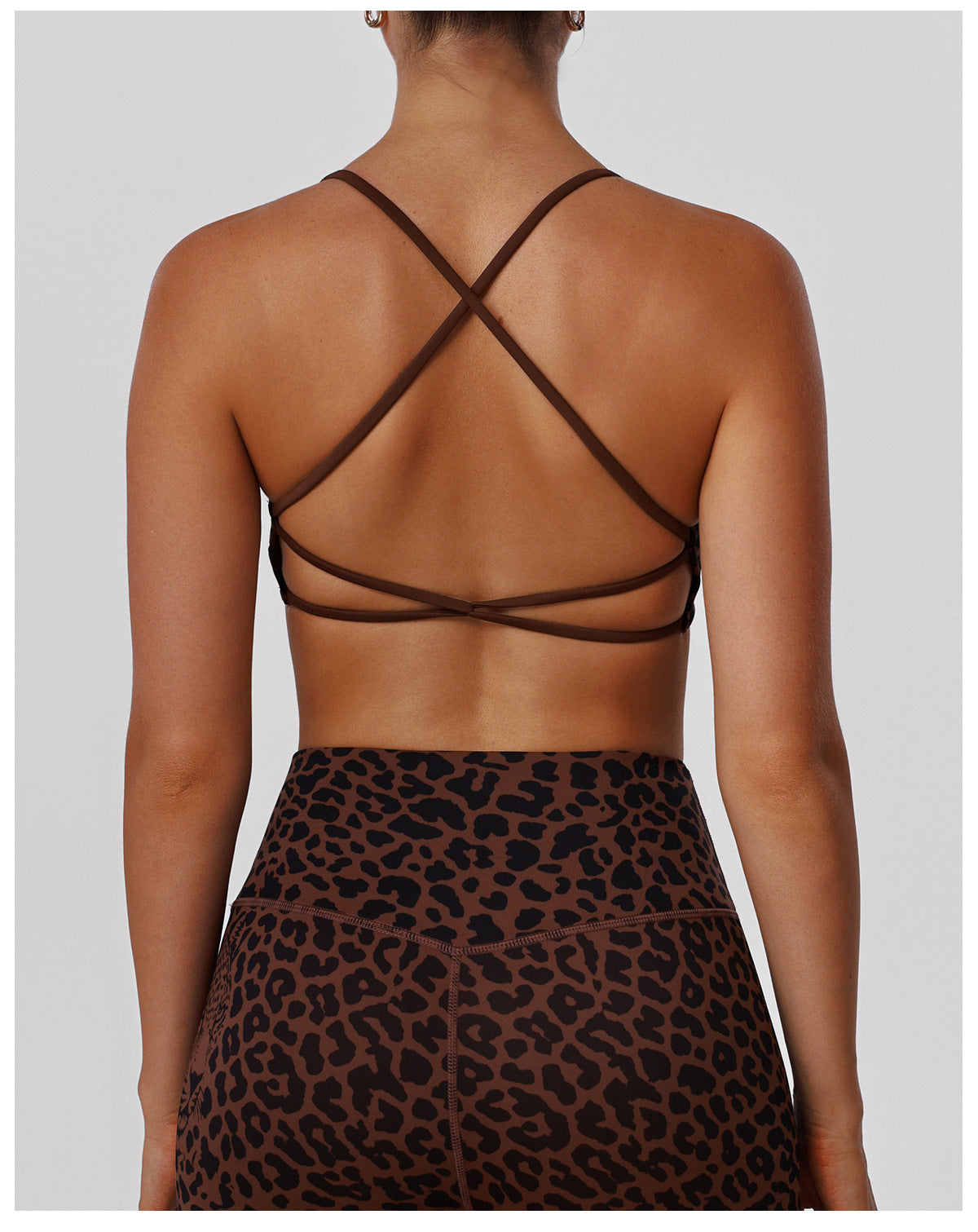Leopard Print Thin Belt Beauty Back Yoga Push up Bras High Elastic Sports Underwear Fitness Vest with Chest Pad