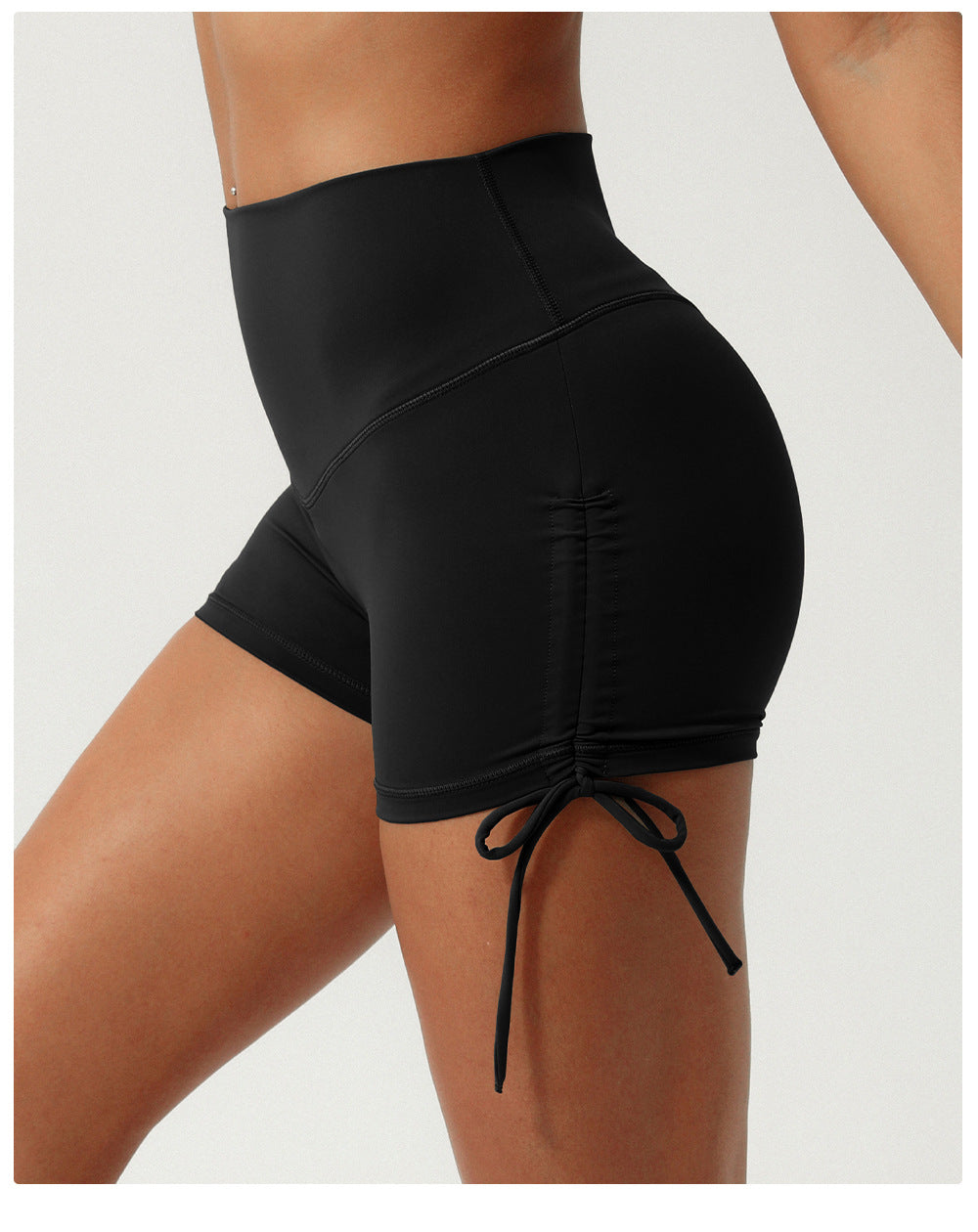 Pleated Drawstring Yoga Shorts Quick Drying V Shaped Hip Lifting Sport Shorts Running Training Workout Pants