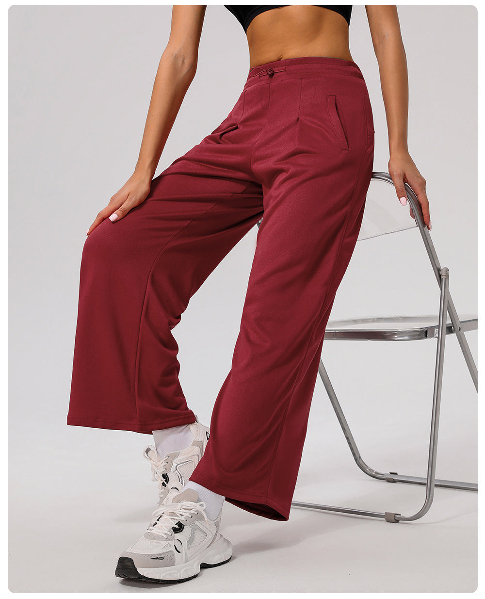 Casual Sports Wide Leg Pants High Waist Hip Lift Draped Pants Slimming Pocket Loose Yoga Dance Pants