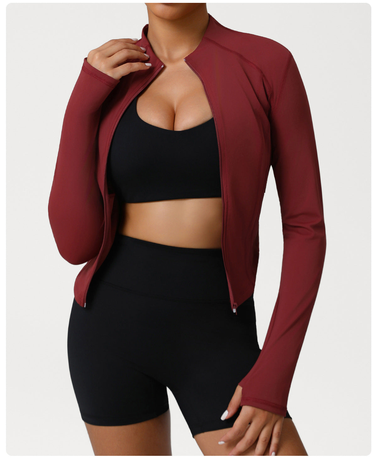 Yoga Sports Stand Collar Coat Women Pilates Training Wear Skinny Yoga Clothes Workout Top Long Sleeve Autumn Winter