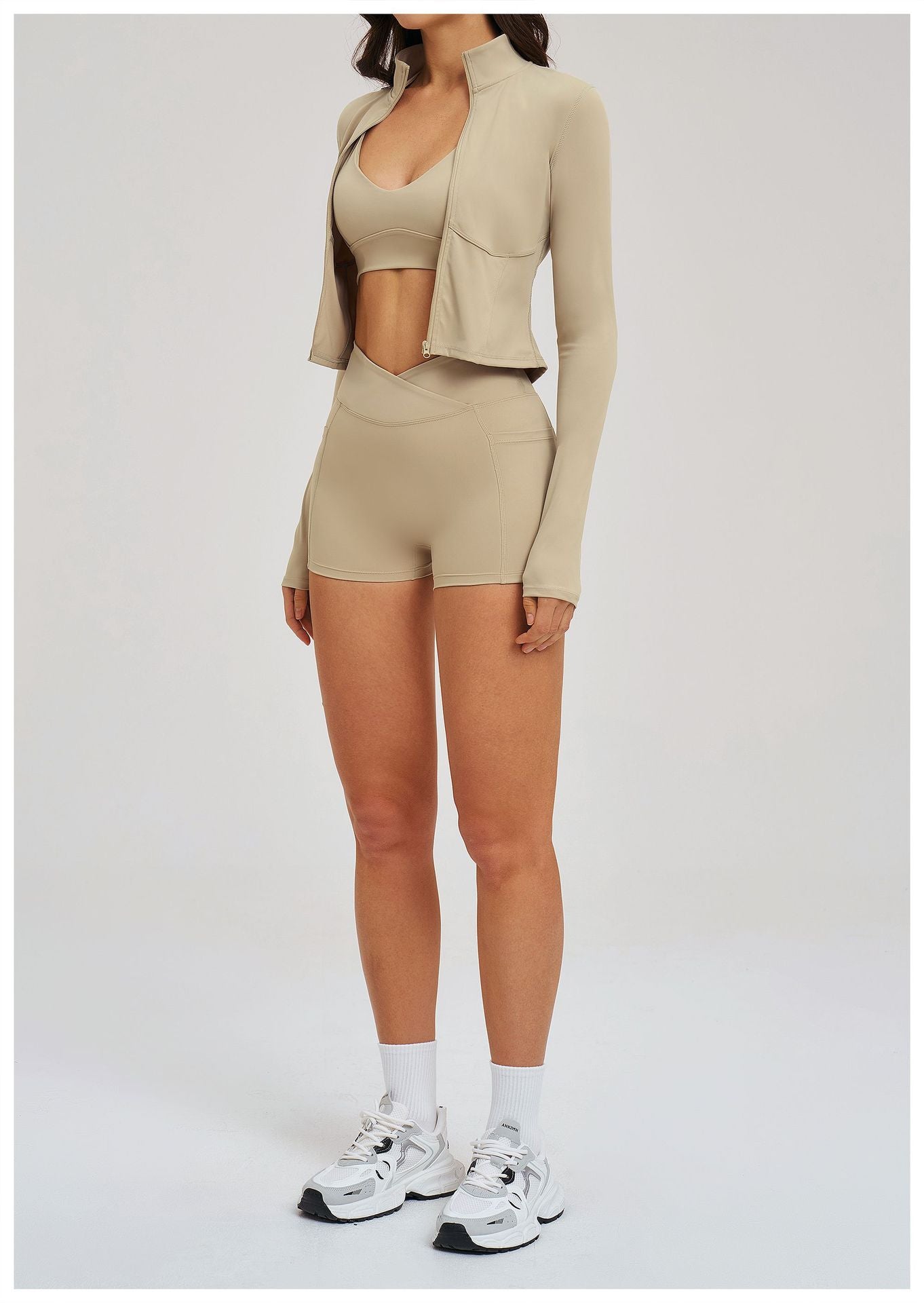Nude Feel Casual Workout Women Outdoor Running Sports Three Piece Set