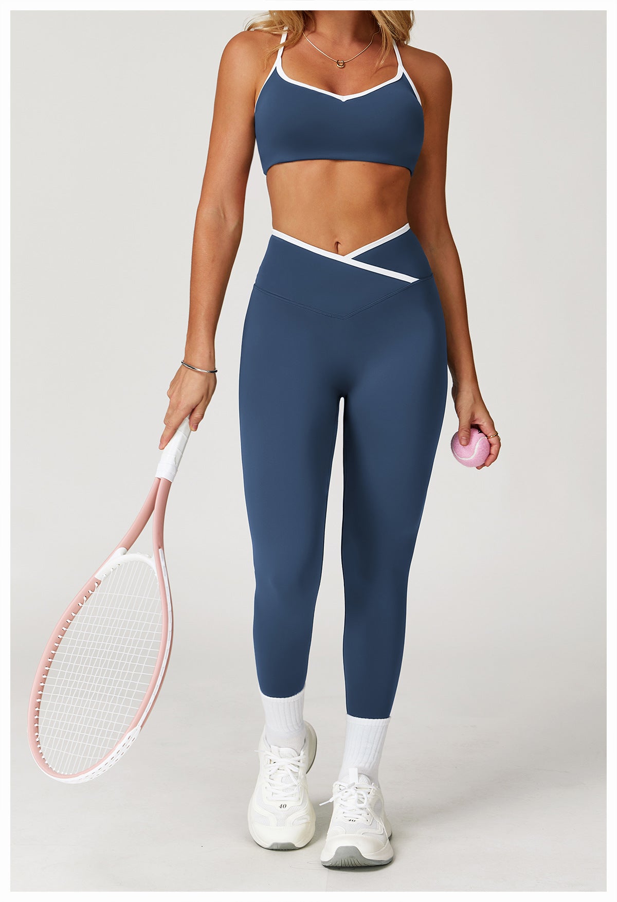Sollinarry Nude Feel Skinny Yoga Pants Cross High Waist Contrast Color Tights Women Sports Running Fitness Pants