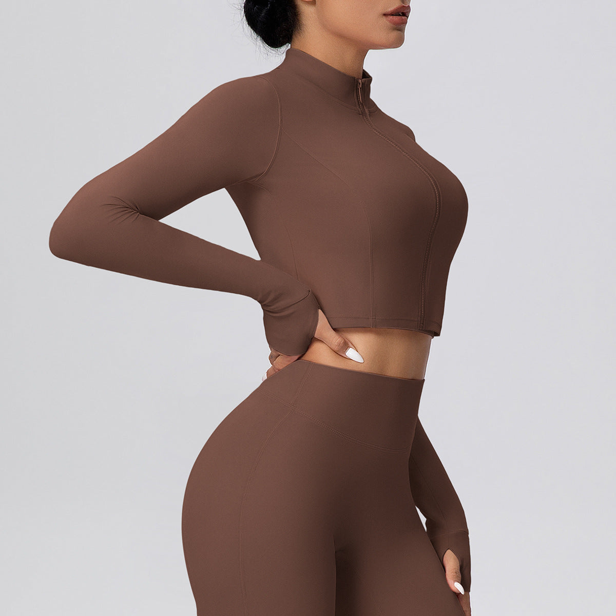 Zipper Outdoor Running Sports Yoga Jacket Slimming Workout Long Sleeve Coat Girls Quick Drying Yoga Clothes Women