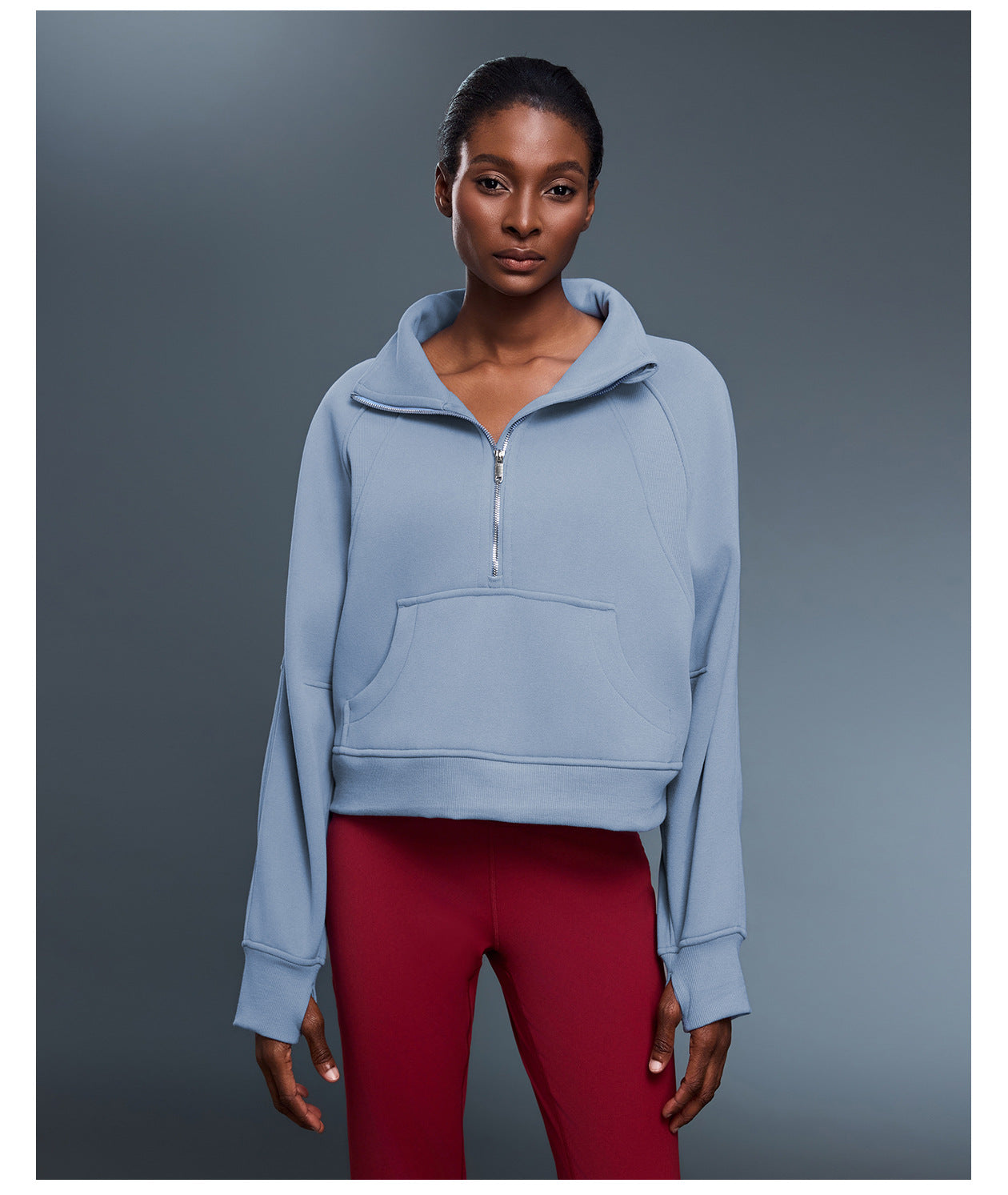 Sports Sweater Women Autumn Winter Fleece lined Half Open Zipper Turtleneck Pullover Outer Wear Warm Jacket