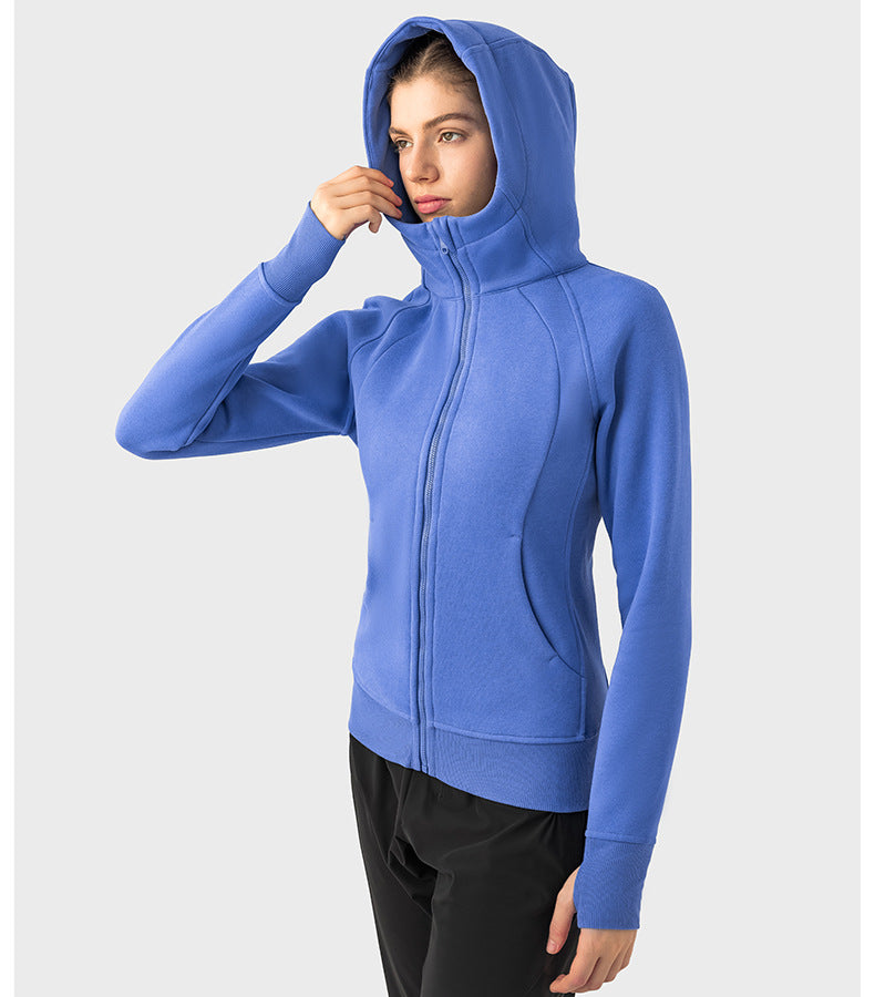 Sca Thickened Warm Hooded Sports Jacket Women Outdoor Casual Outdoor Yoga Training Fitness Jacket