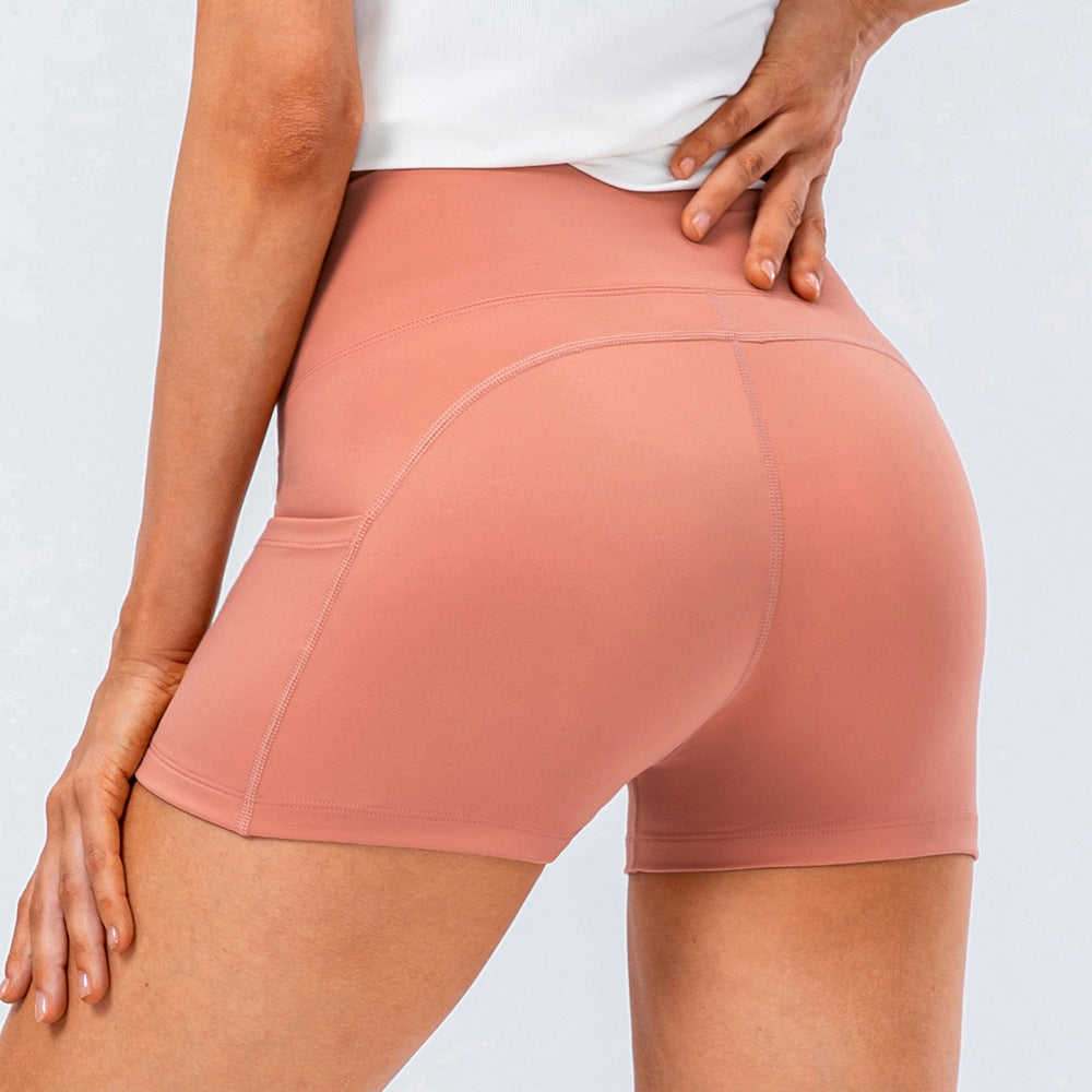 Women Summer Yoga Shorts High Waist Tight Running Training Fitness Nude Feel Soft Stretch Sports Shorts