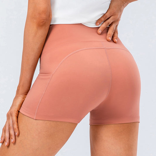Women Summer Yoga Shorts High Waist Tight Running Training Fitness Nude Feel Soft Stretch Sports Shorts