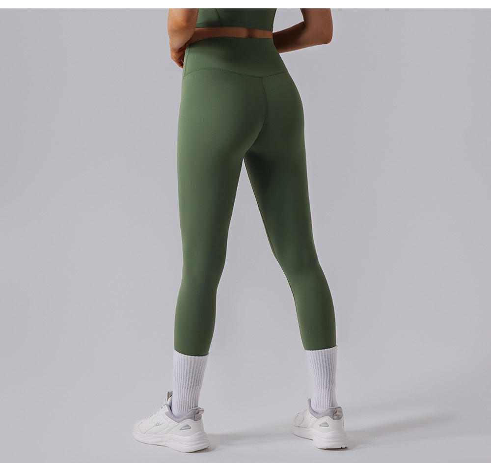 Nude Feel Running Outerwear Elastic High Waist Hip Raise Belly Contracting Fitness Pants Quick Dry Training Sports Skinny Yoga Pants