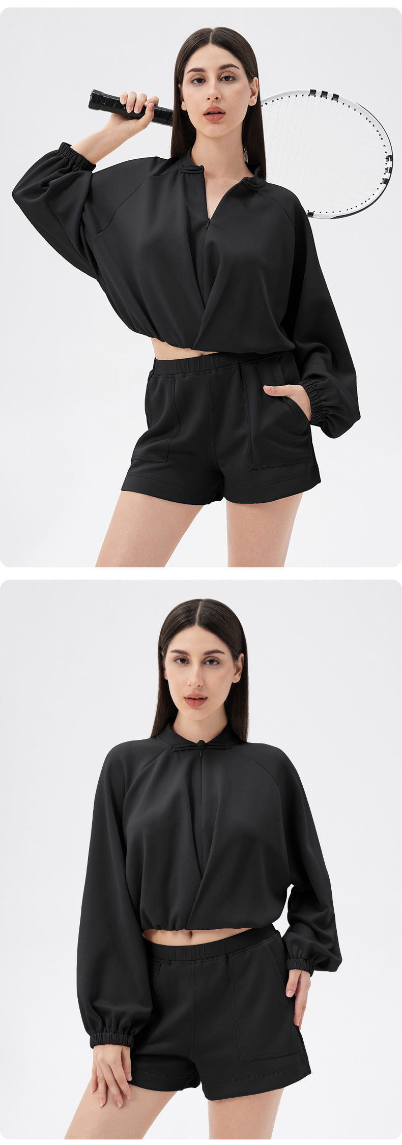 Women Autumn Winter Chinese Yoga Clothes Coat Modal Air Layer Loose Warm Running Fitness Sports Sweater