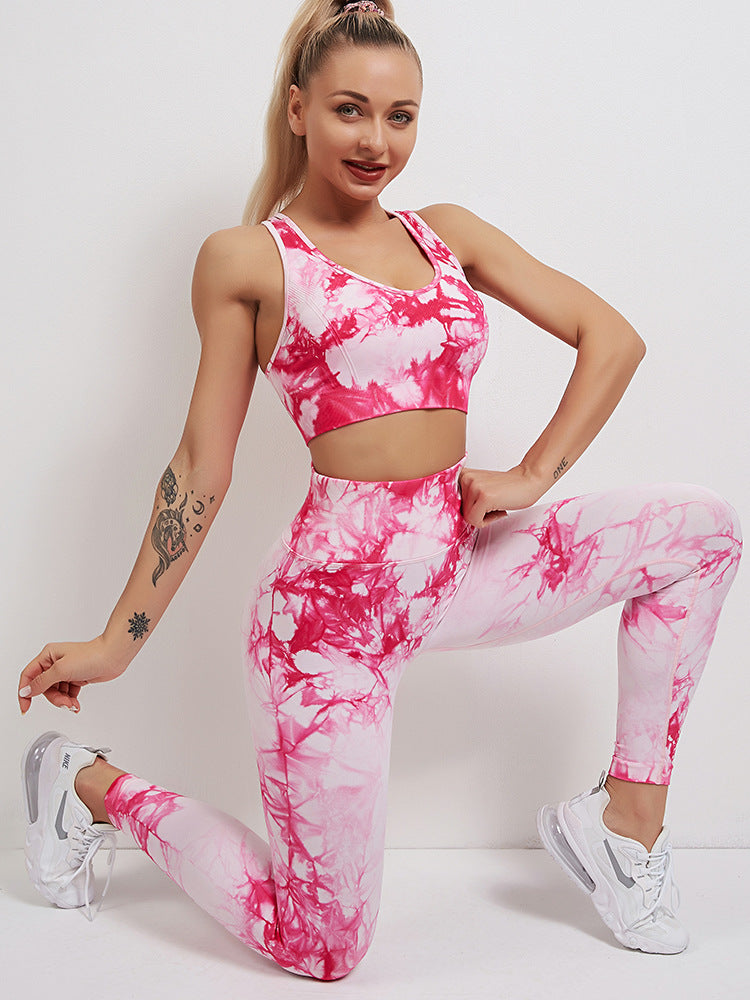 Tie Dye Sportswear Women's Suit Yoga Suit Fitness Suit Comfortable High Waist Stretch Skinny Yoga Pants