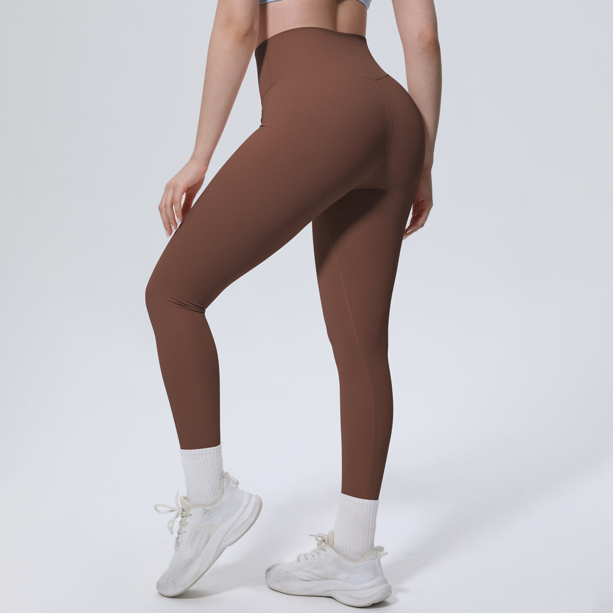 High Waist Nude Feel Tights Running Sports Hip Raise Fitness Pants Pilates Sexy Slim Solid Color Yoga Pants