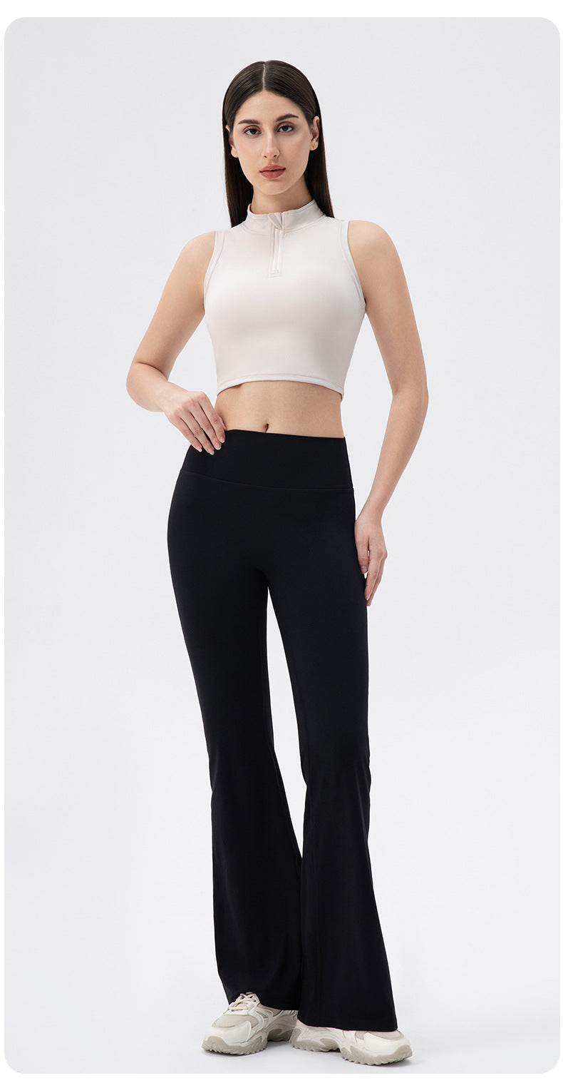 Sleeveless Stand Collar Slimming Yoga Clothes Vest Front Zipper Skinny Exercise Top with Chest Pad Running Workout Vest Women