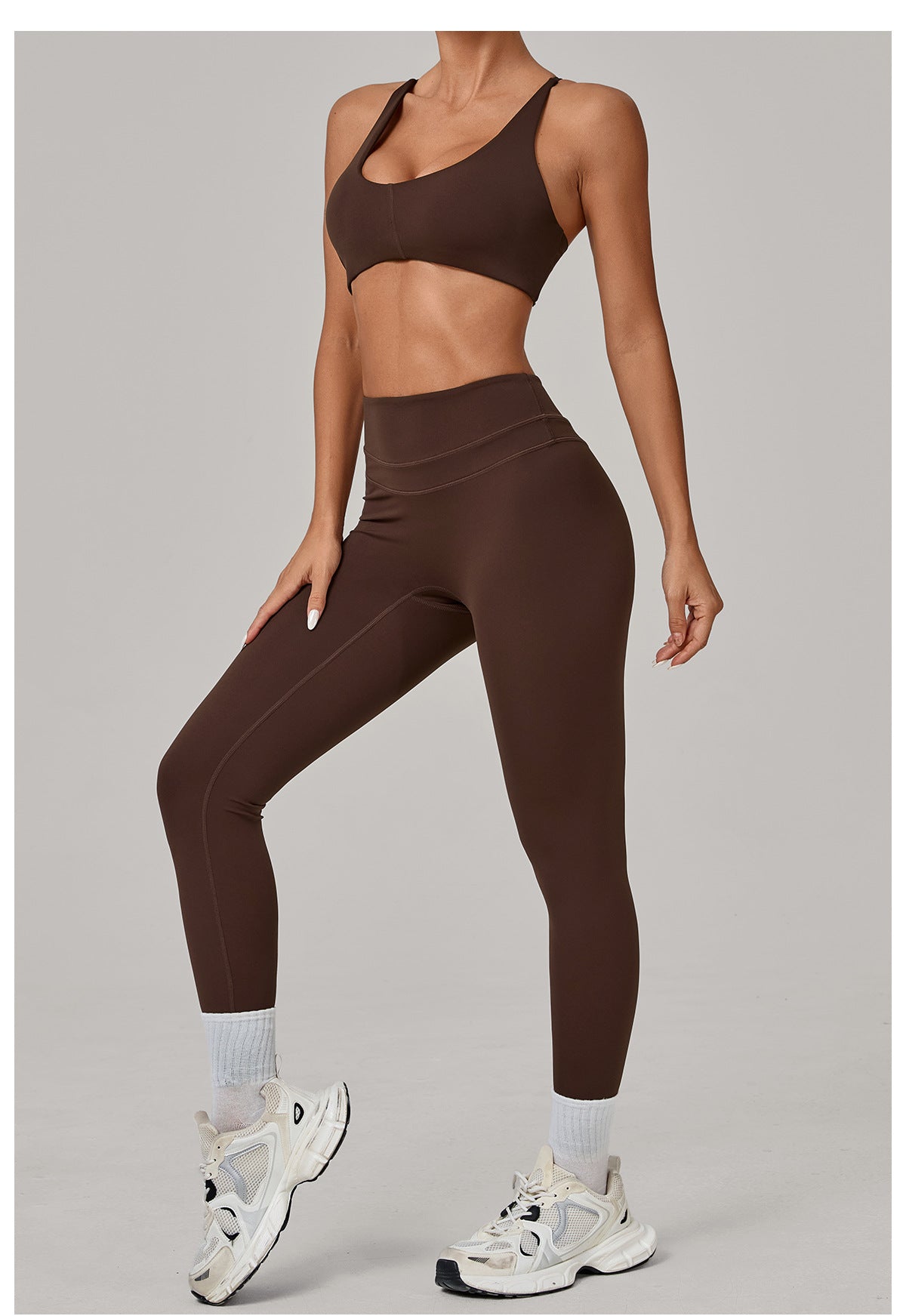 Autumn Sand Tight Back Yoga Stretch High Waist Workout Clothes Running Workout Exercise Outfit