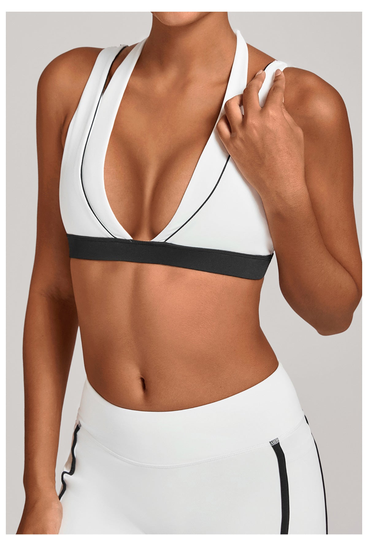 Color Contrast Patchwork Halter Yoga Bra Beauty Back Tight Sports Underwear Fitness Running Casual Yoga Clothes Women