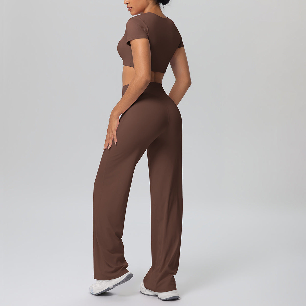 Nude Feel Outdoor Sports Short Sleeve Outdoor Running with Chest Pad Straight Leg Pants Yoga Clothes Leggings Yoga Set