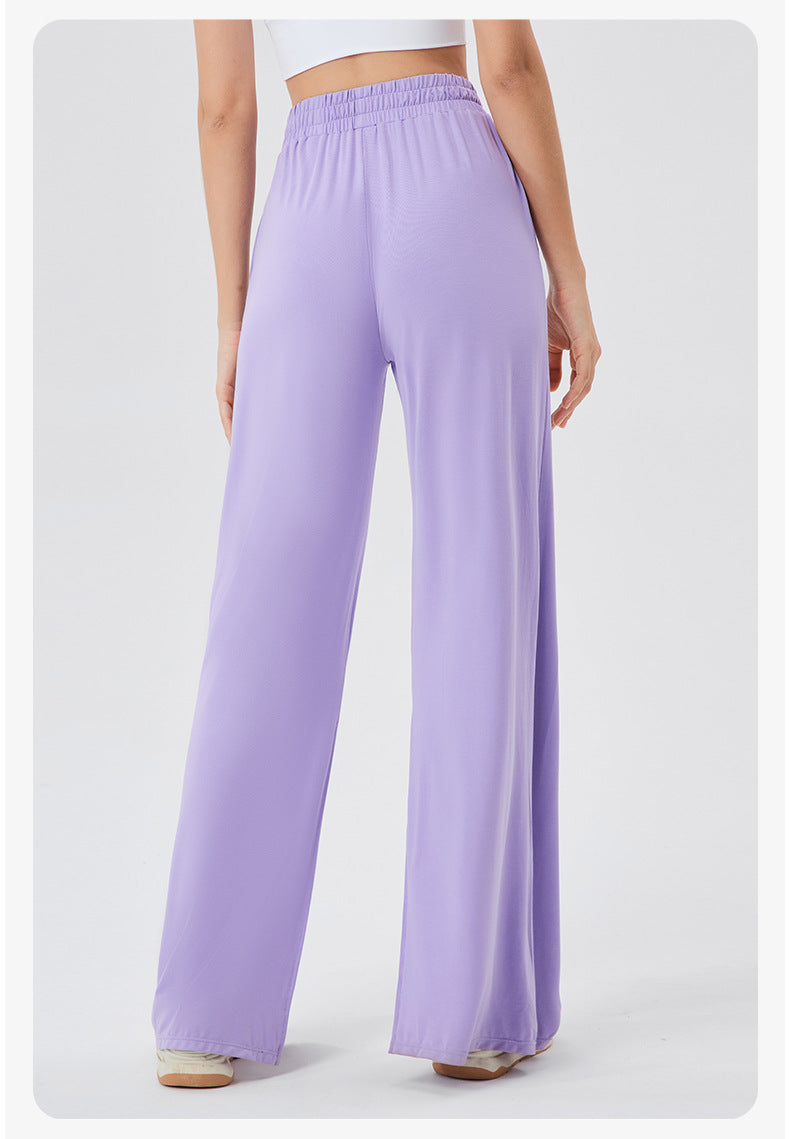 Women Loose Track Pants Modal Cool Breathable Casual Dance Pants High Waist Drooping Split Yoga Trousers