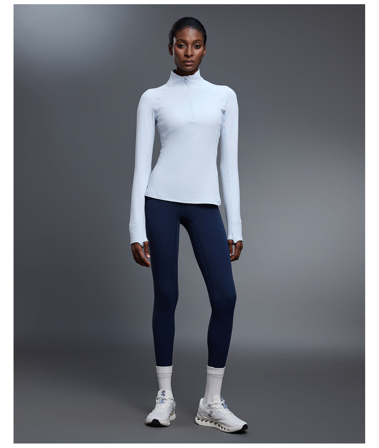 Autumn Half Long Sleeve Zipper Yoga Clothes Stand up Collar Slim Fit Slimming Workout Top Running Sports T shirts