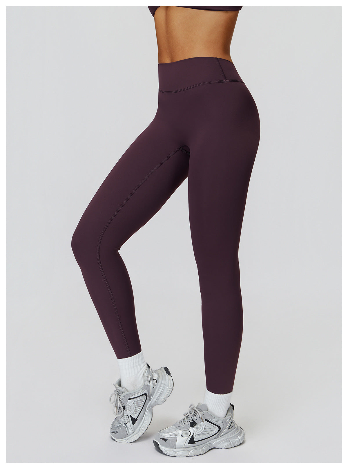 Brushed Yoga Pants High Waist Tight V Shaped Back Waist Sports Trousers Outdoor Running Cycling Workout Clothes