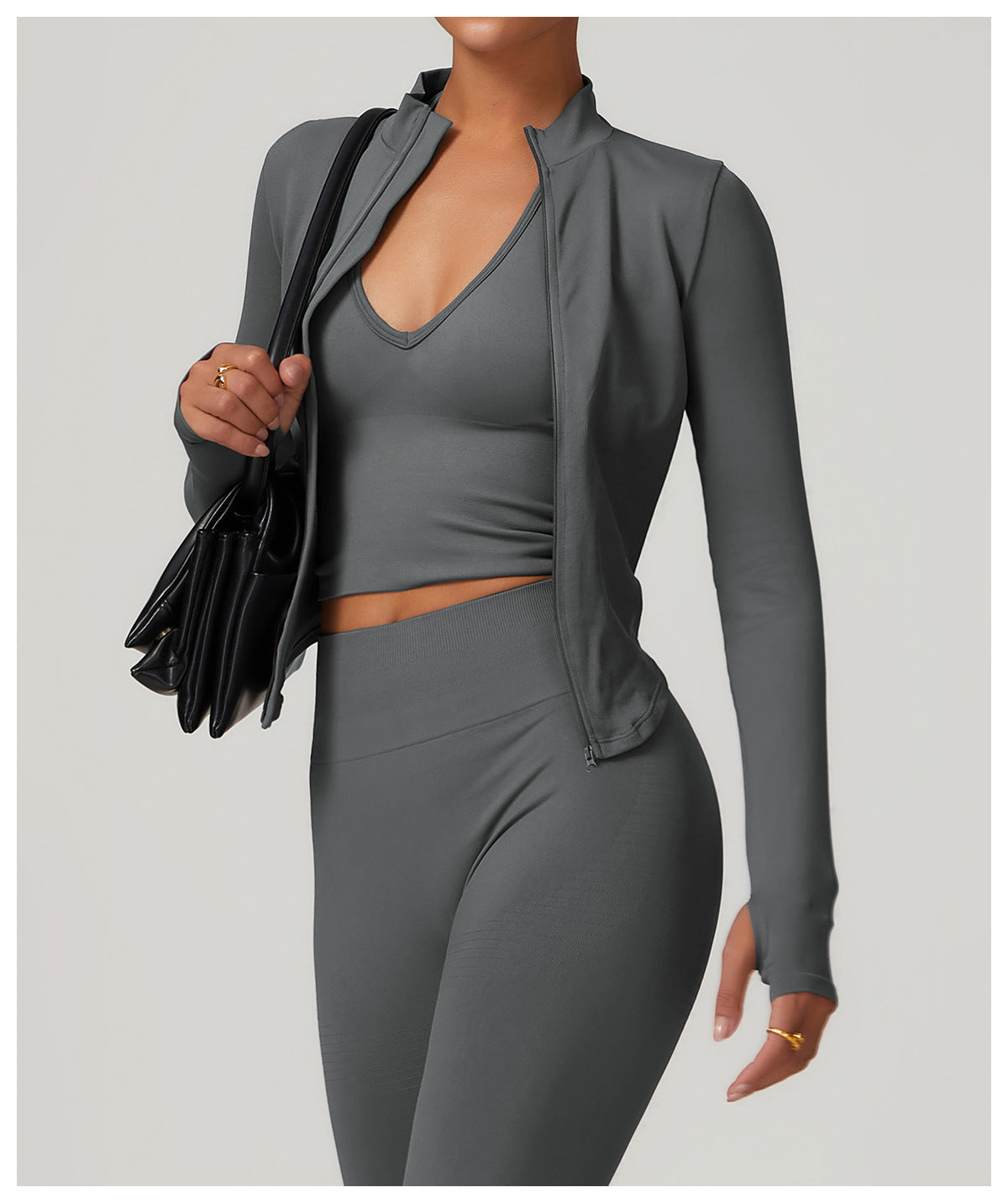 Sollinarry Stand Collar Long Sleeve Zipper Yoga Jacket Women Tight Quick Drying Yoga Clothes Outdoor Fitness Sports Top