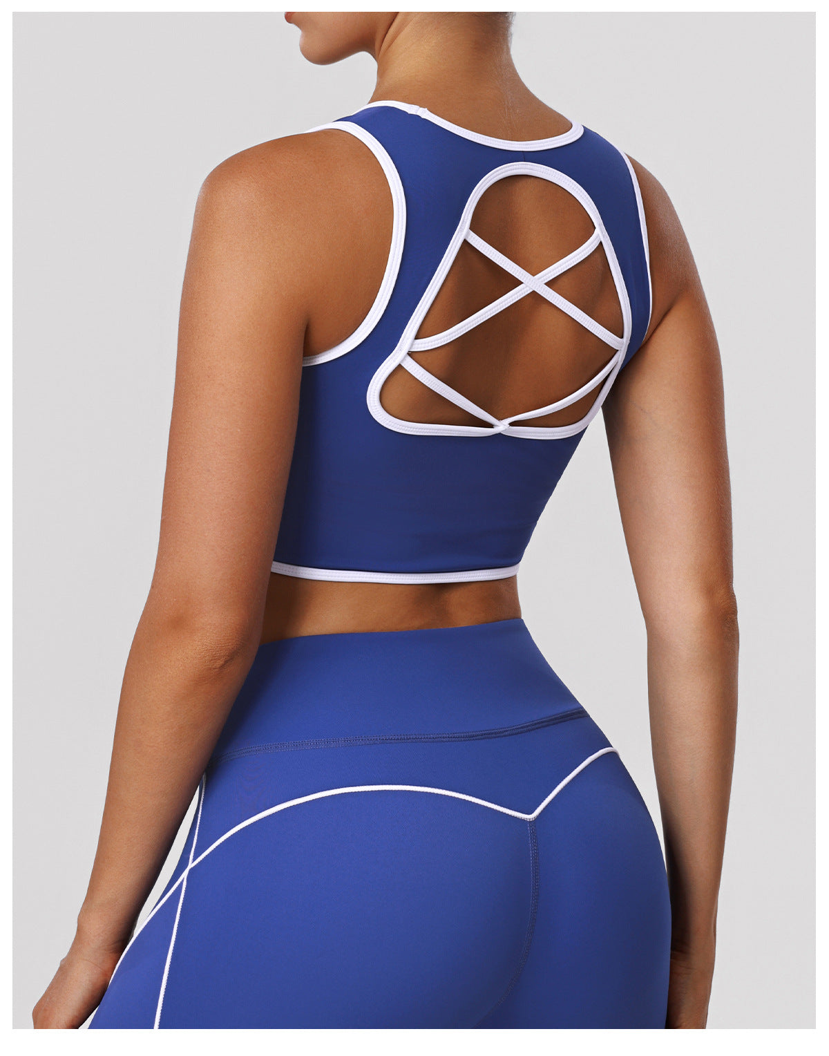 Sports Wireless Underwear Contrast Color Beauty Back Fitness Vest with Pad Shockproof Running Yoga Bra