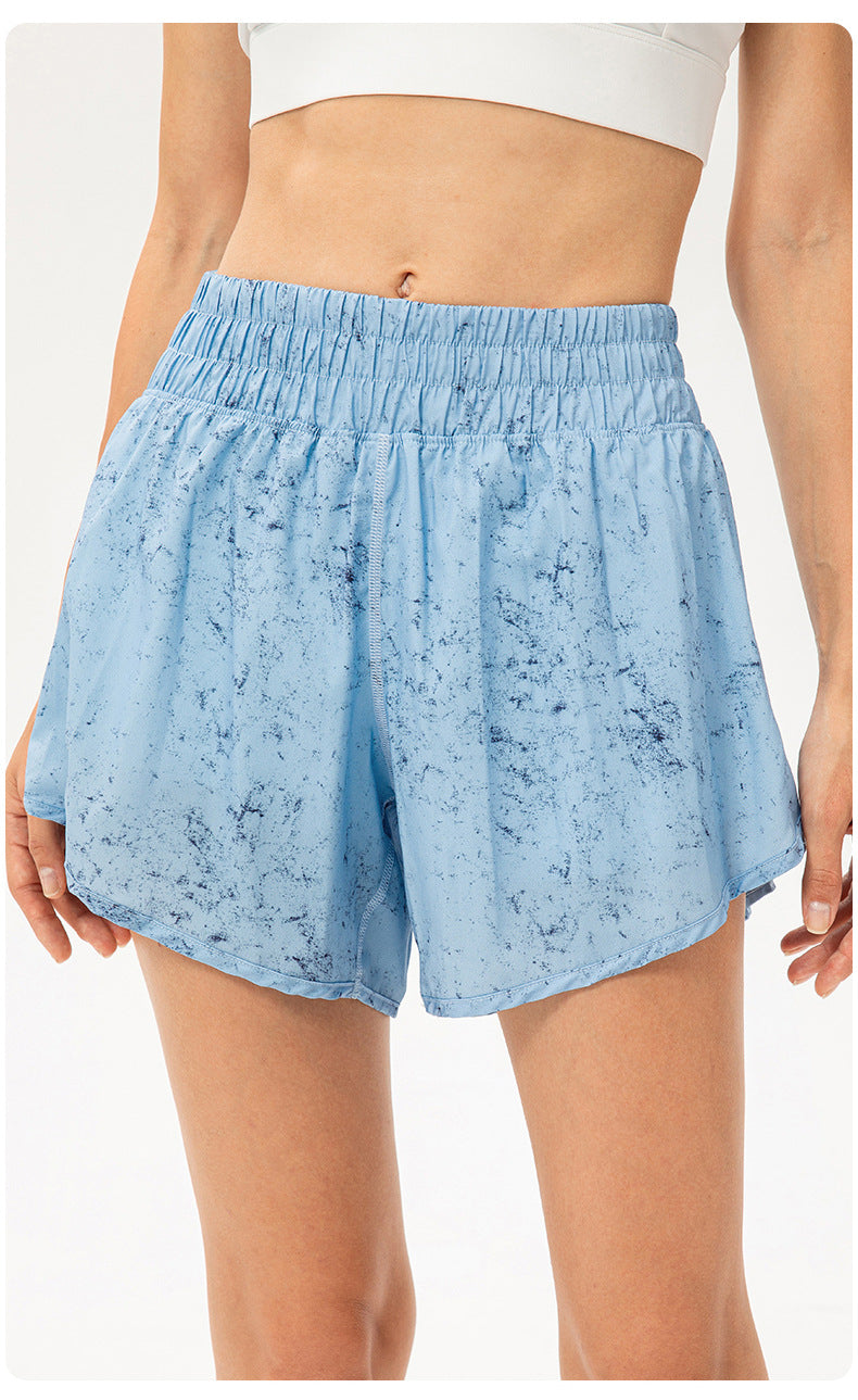 Women Loose Breathable Running Exercise Shorts Faux Two Piece Anti Exposure Lining Quick Drying Yoga Fitness Shorts