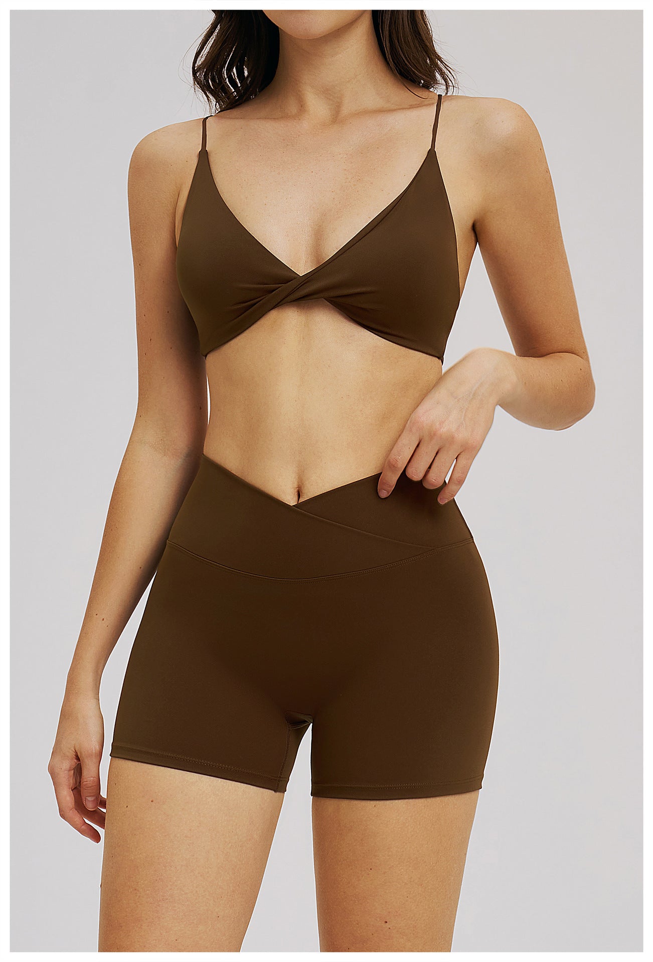 Brushed Sports Bra V neck Thin Strap Beauty Back Casual Yoga Bra Sports Workout Workout Underwear