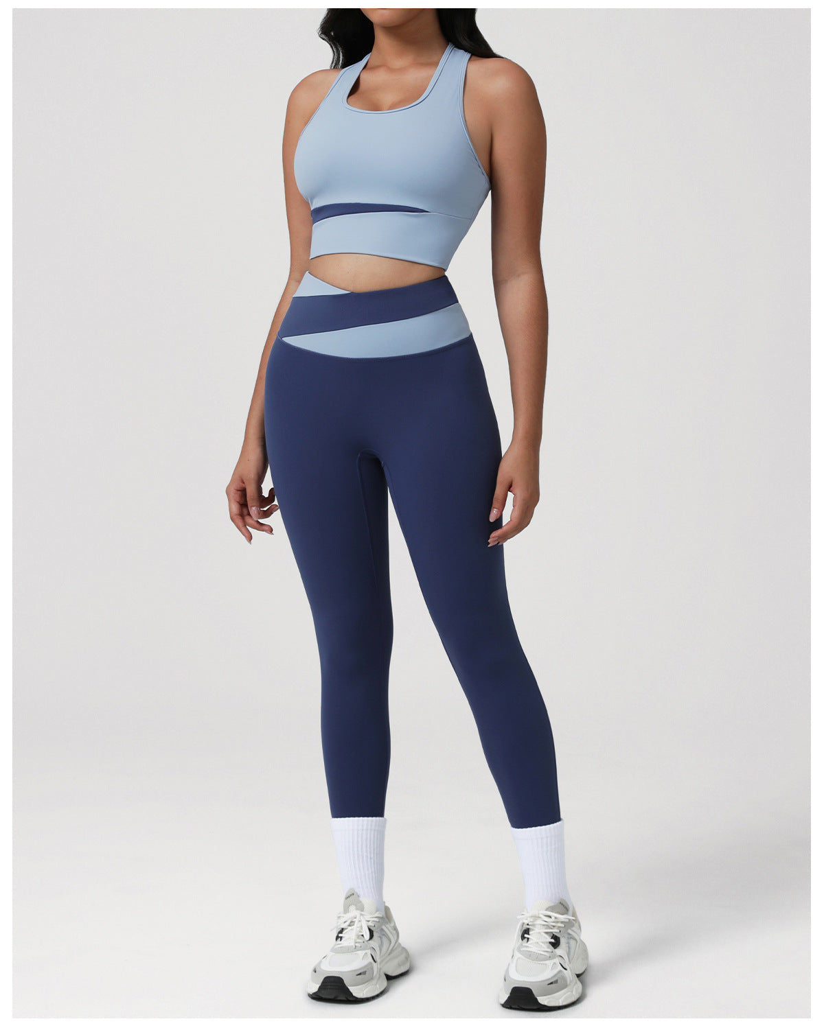 High Strength Shockproof Yoga Bra Contrast Color H Shaped Beauty Back Fitness Vest with Chest Pad Running Sports Bra