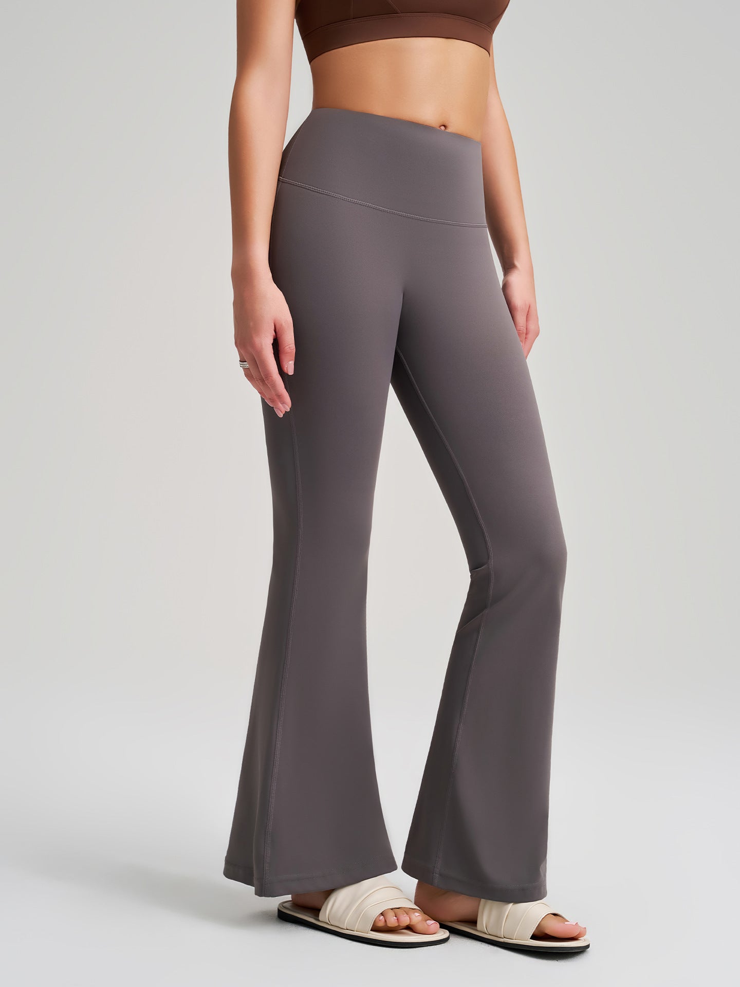 Nude Feel High Waist Wide Leg Yoga Pants Micro Pull Hip Lifting Fitness Leggings Quick Drying Antibacterial Tight Trousers