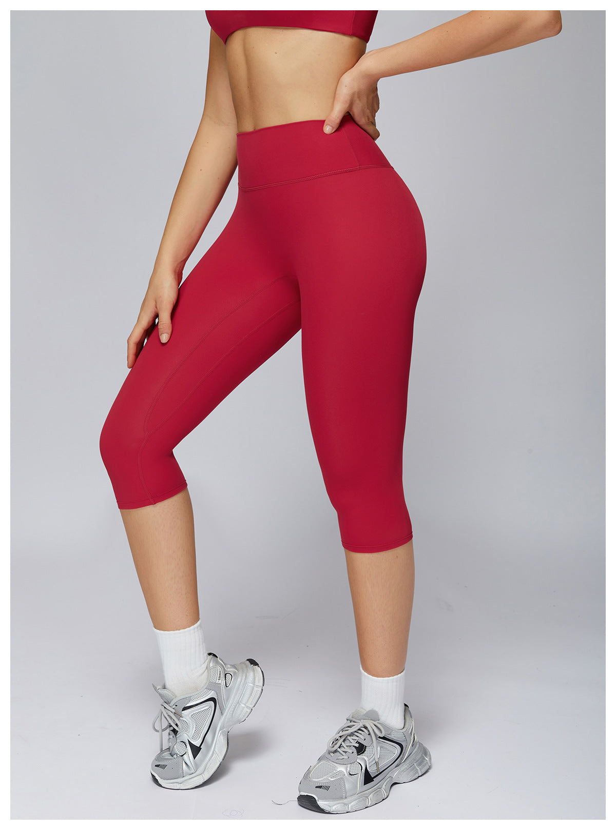 Arrival Brushed Yoga Knee Length Pants High Waist Quick Drying Skinny Slimming Middle Pants Running Outdoors Workout Clothes for Women
