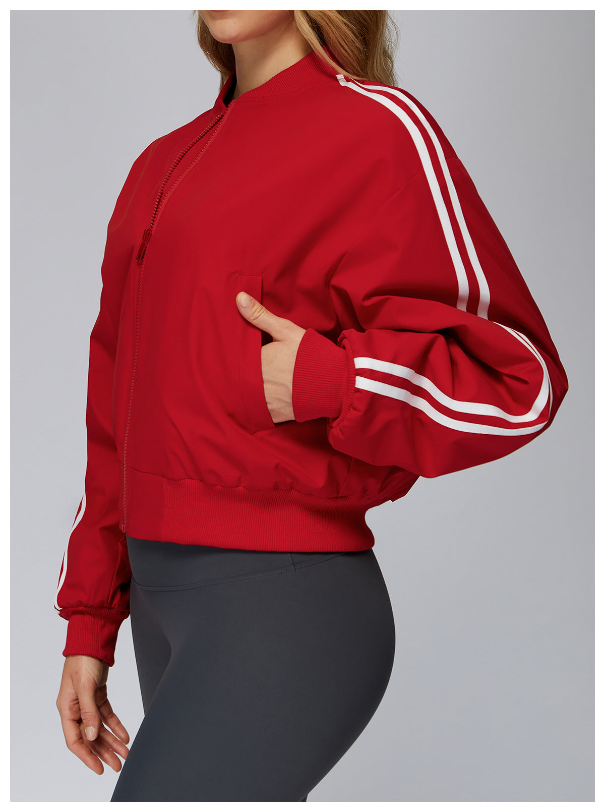 Autumn Winter Loose Cotton Coat Coat Pocket Zipper Thermal Sports Coat Outdoor Mountaineering Running Top