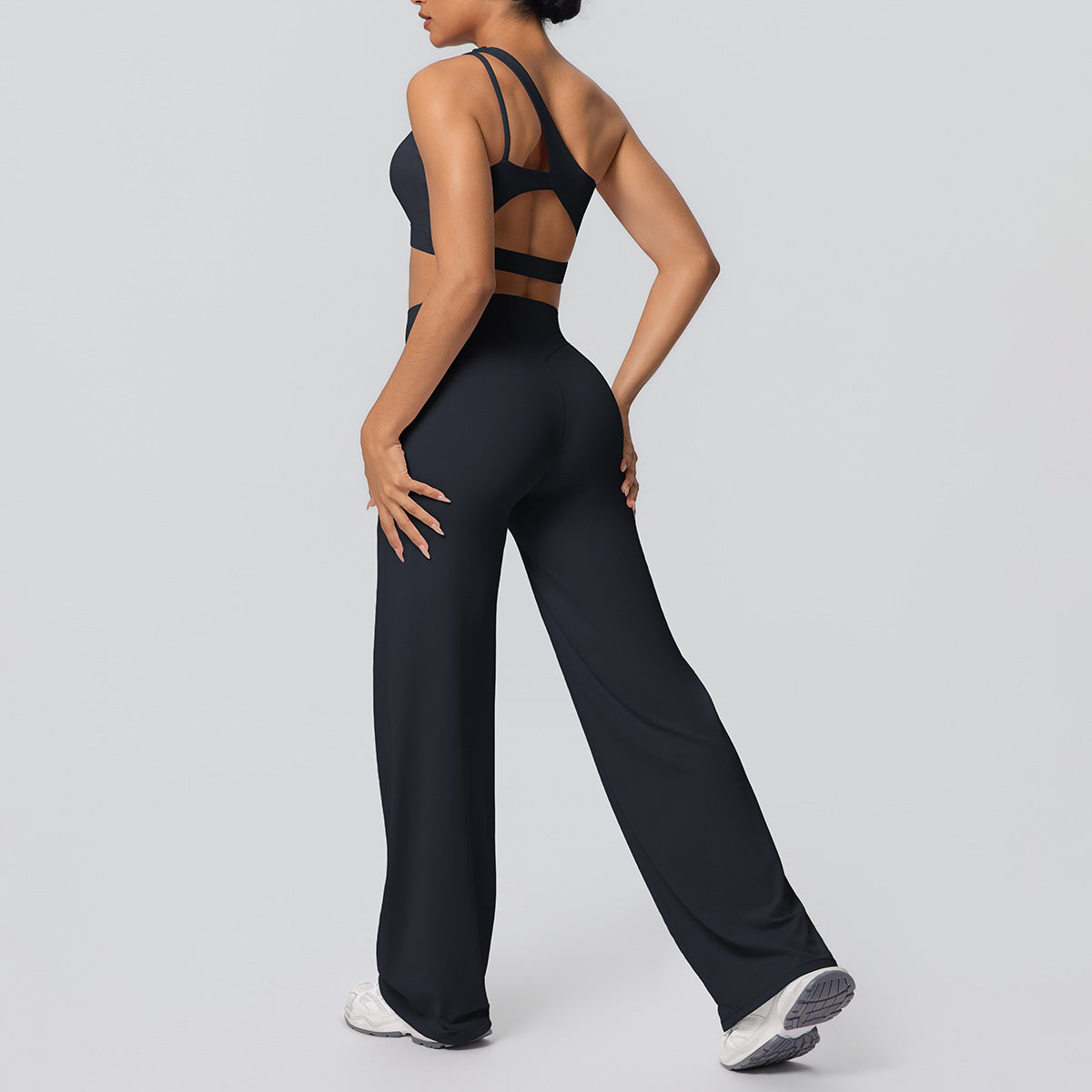 Oblique Shoulder Backless Bra Nude Feel Sports Vest Running Yoga Pants Fitness Straight-Leg Pants Yoga Set Women