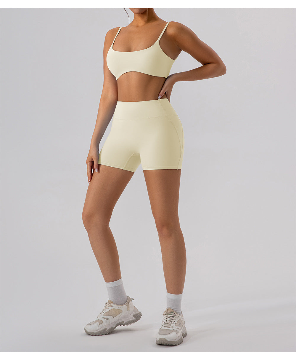 Hip Raise High Waist Yoga Shorts Women Running Slim Fit Sports Shorts Nude Feel Outer Wear Training Belly Contracting Fitness Pants