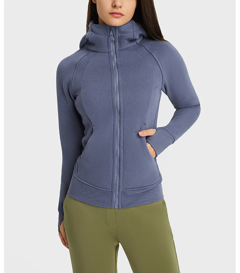 Sca Thickened Warm Hooded Sports Jacket Women Outdoor Casual Outdoor Yoga Training Fitness Jacket