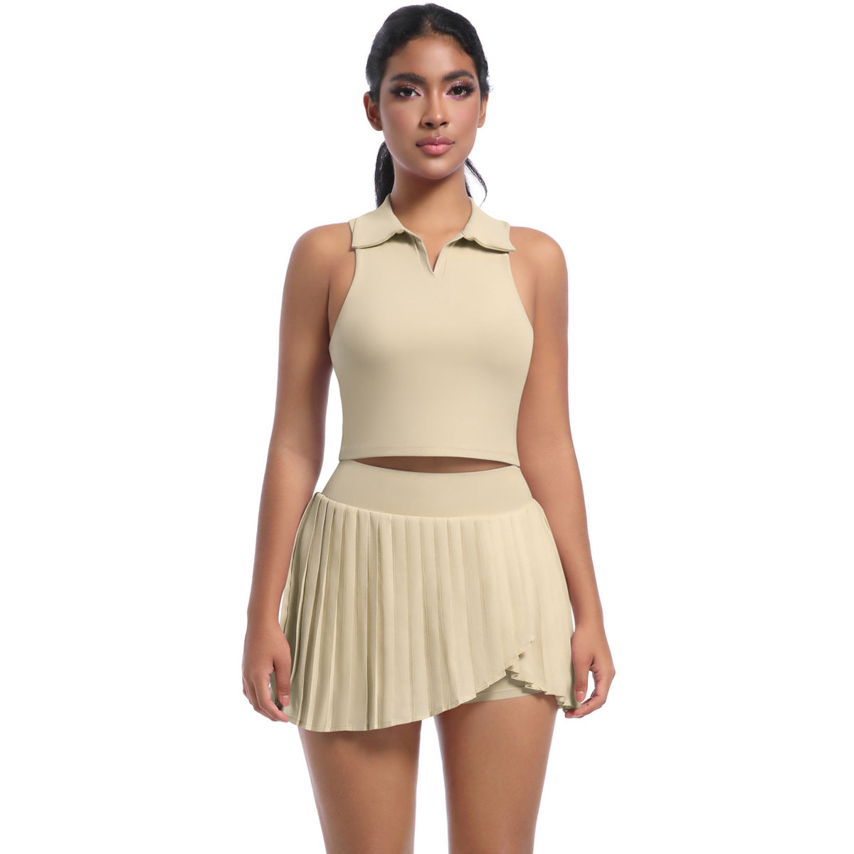 Summer Outdoor Casual T shirt Running Sports Yoga Workout Clothes Suit Breathable Yoga Nude Feel Tennis Two Piece Sets