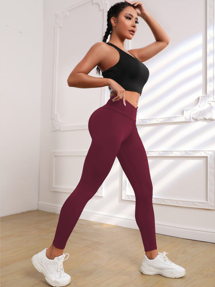 Knitted Yoga Pants Quick Drying Breathable Cooldry High Waist Slim Fit Peach Hip Fitness Sports Ninth Pants