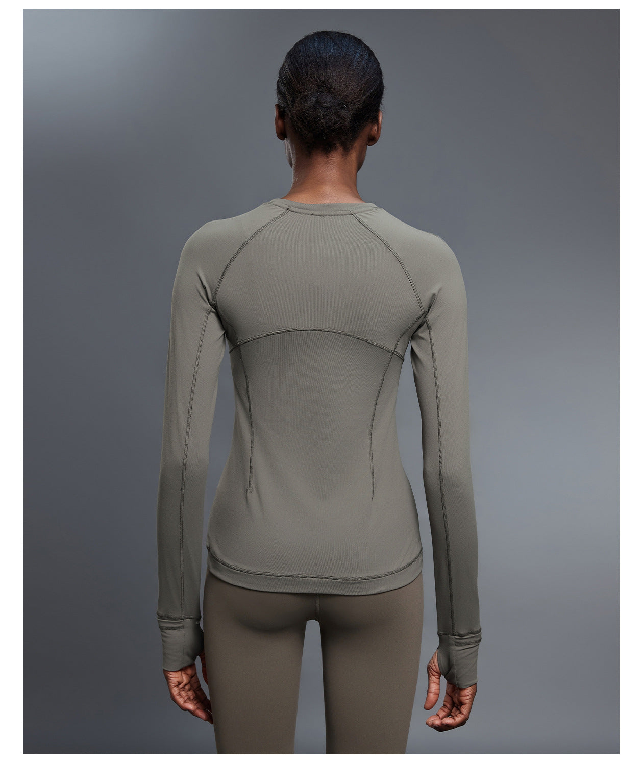 Round Neck Exercise T shirt Women Stretch Tight Long Sleeve Yoga Wear Running Training Workout Clothes Top Autumn