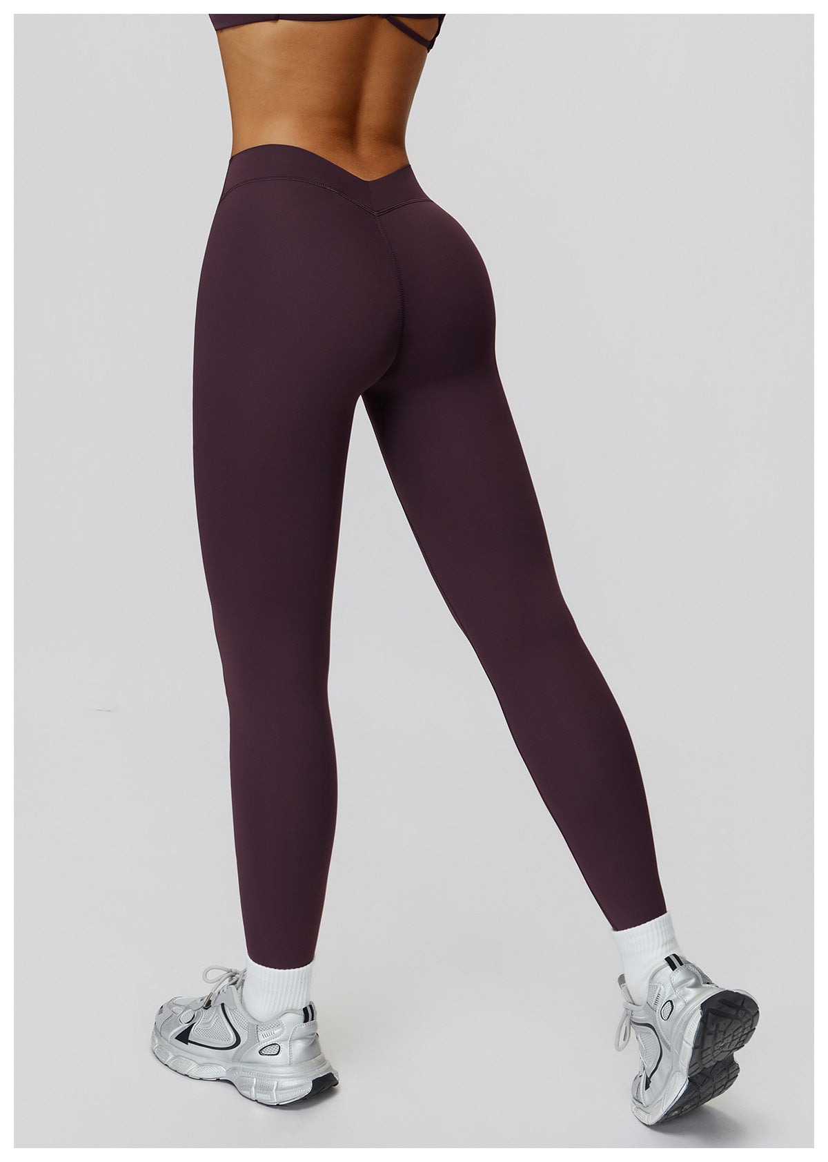 Brushed Yoga Pants High Waist Tight V Shaped Back Waist Sports Trousers Outdoor Running Cycling Workout Clothes