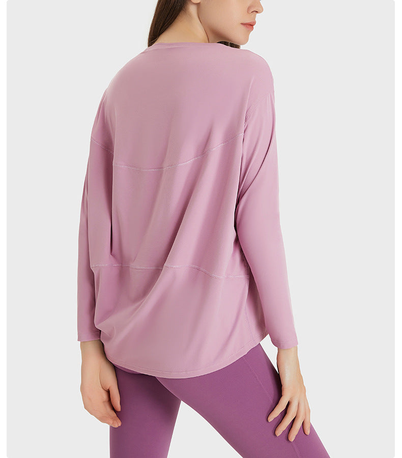 Arrival Double Sided Nude Feel Loose Long Sleeved Women Slim Fit Breathable Simple Women Training Fitness Yoga Wear