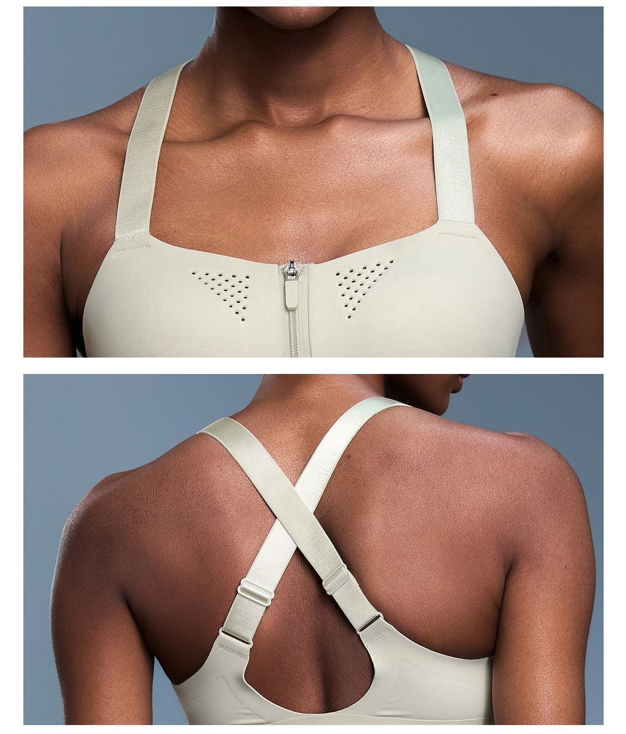 Front Zipper One Piece Cup Shockproof Sports Underwear Women Adjustable Shoulder Strap Beauty Back Yoga Bra Anti Sagging
