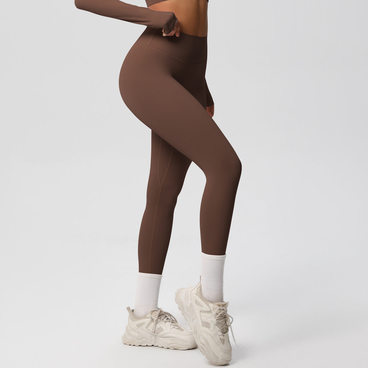 High Waist Nude Feel Skin Friendly Tights Running Exercise Workout Pants Pilates Sexy Slim Solid Color Yoga Pants