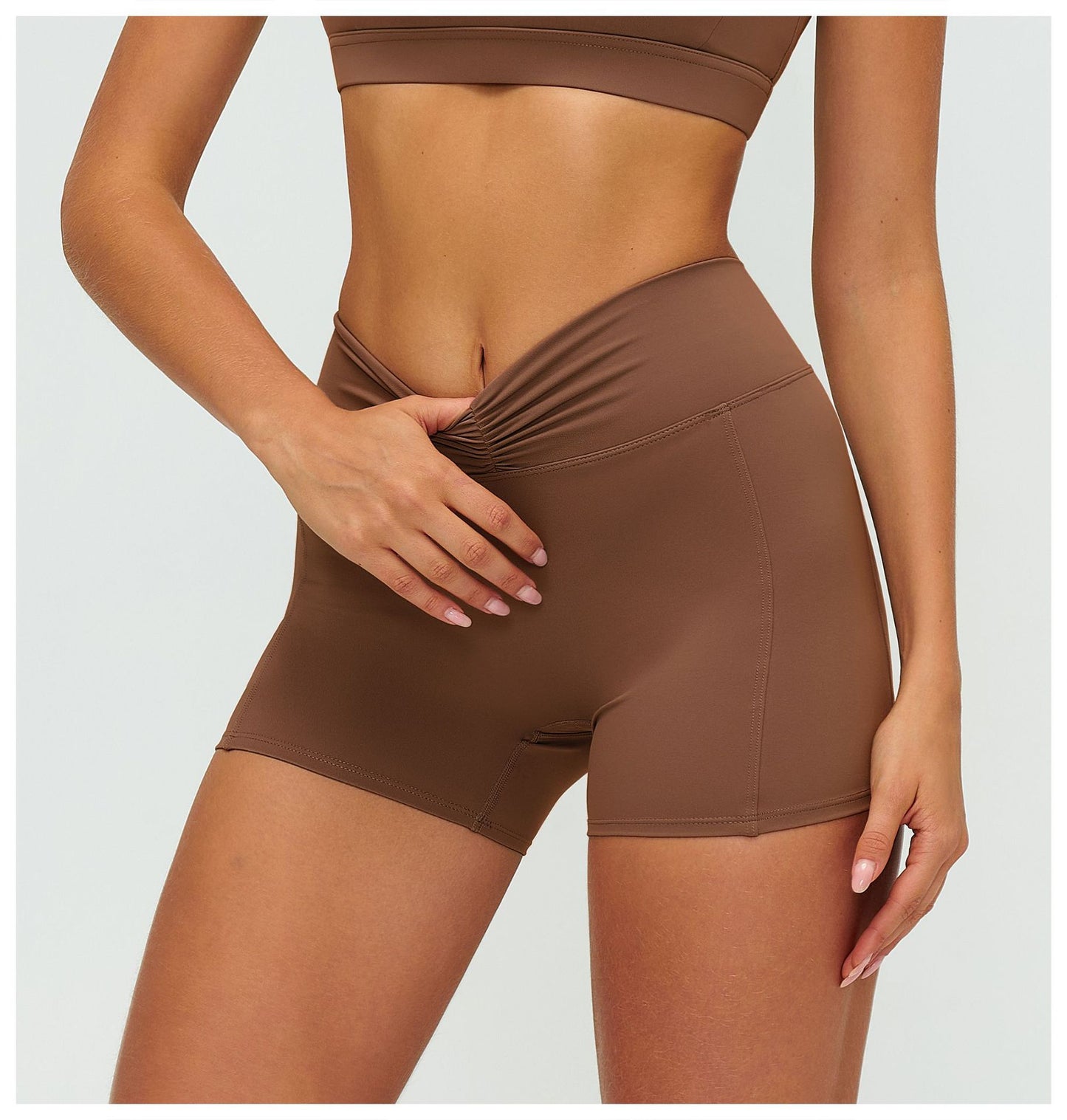 Brushed Yoga Shorts Women High Waist Folding Hip Lifting Shorts Outdoor Running Sports Shorts