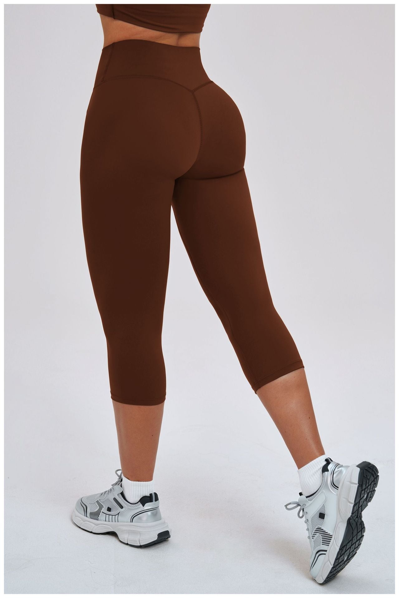 Brushed Yoga Knee Length Pants High Waist Tight Slimming Sports Pirate Shorts Running Outdoors Workout Clothes for Women