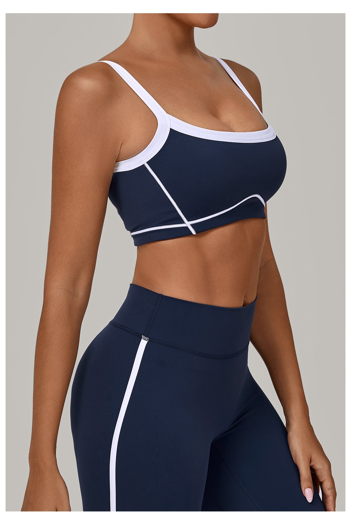 Autumn Sand Color Contrast Patchwork Yoga Bra Double Shoulder Strap Beauty Back Quick Drying Sports Tops Outerwear Running Yoga Clothes