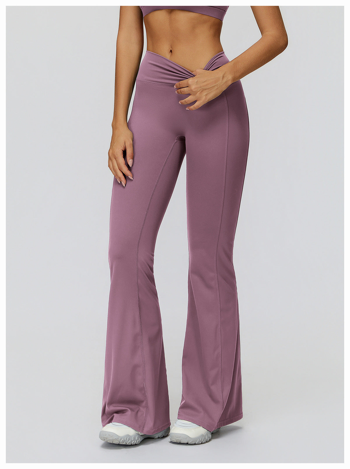 Yoga Bell Bottom Pants High Waist Pleated Micro Pull Slimming Trousers Running Sports Bell Bottom Pants