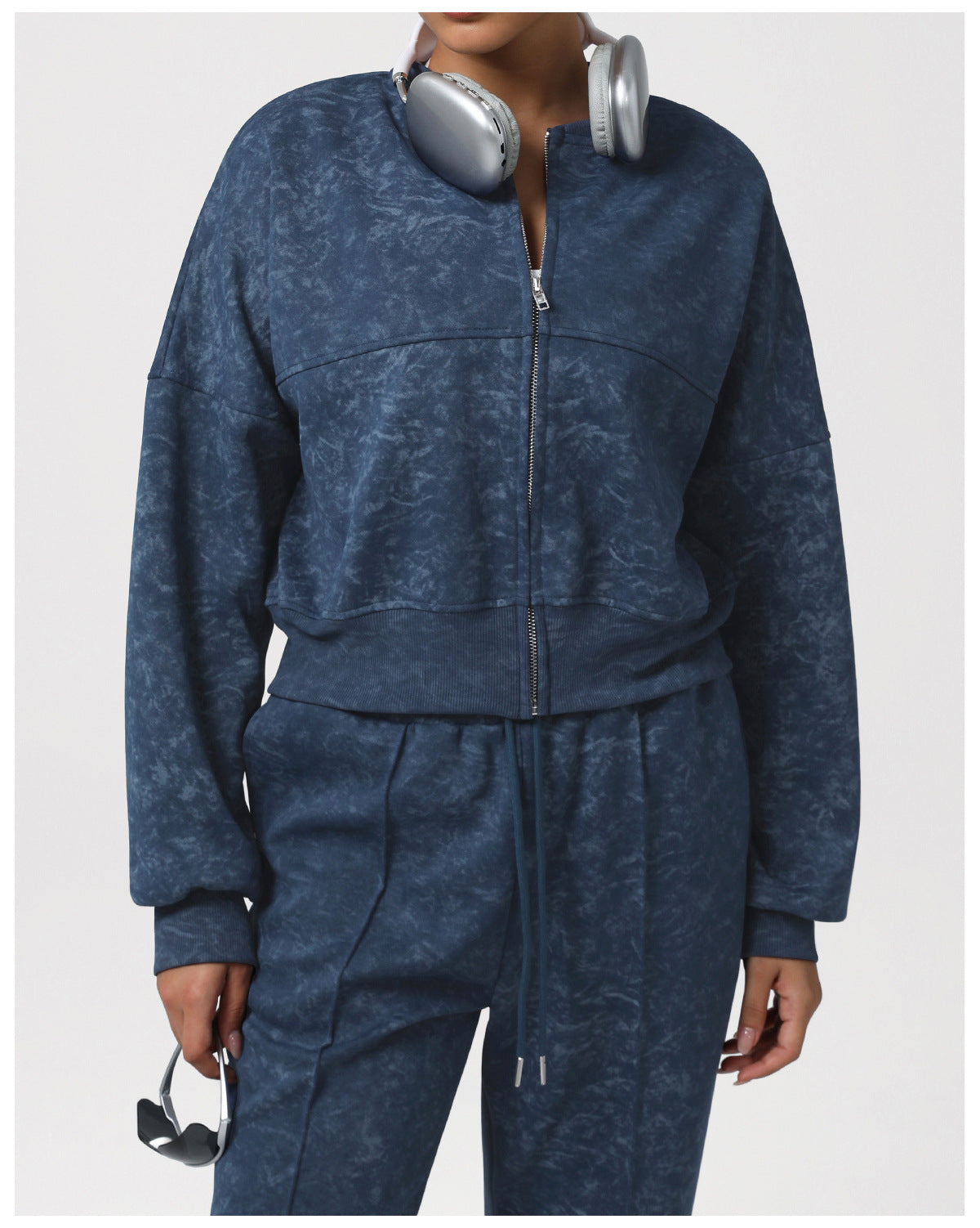 Printed Sport Cardigan Sweater Women Autumn Winter Zipped Stand Collar Coat Outdoor Running Fitness Clothes