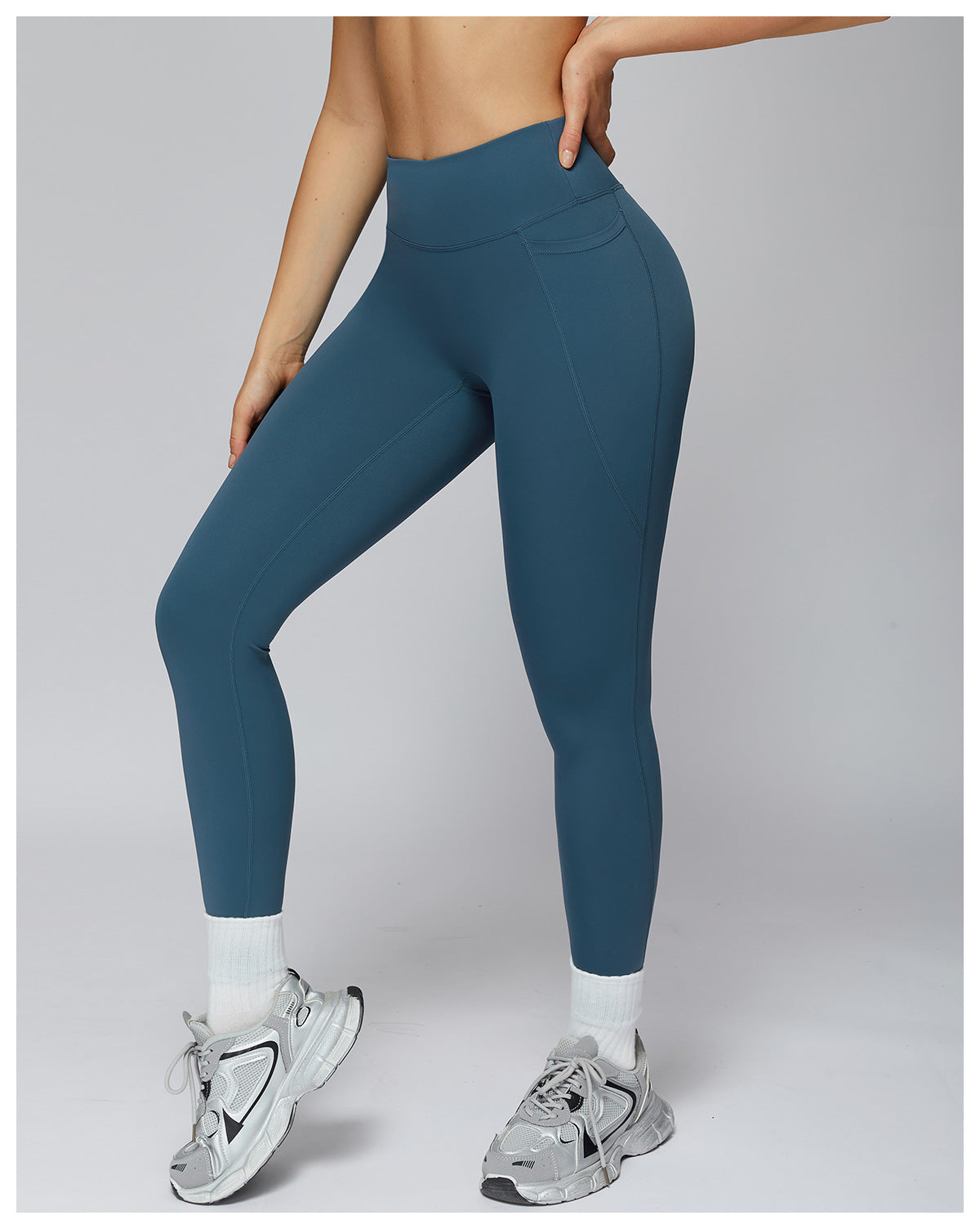 Nude Feel Trousers High Waist Belly Contracting Close Fitting Yoga Pants Outdoor Running Exercise Workout Pants Women