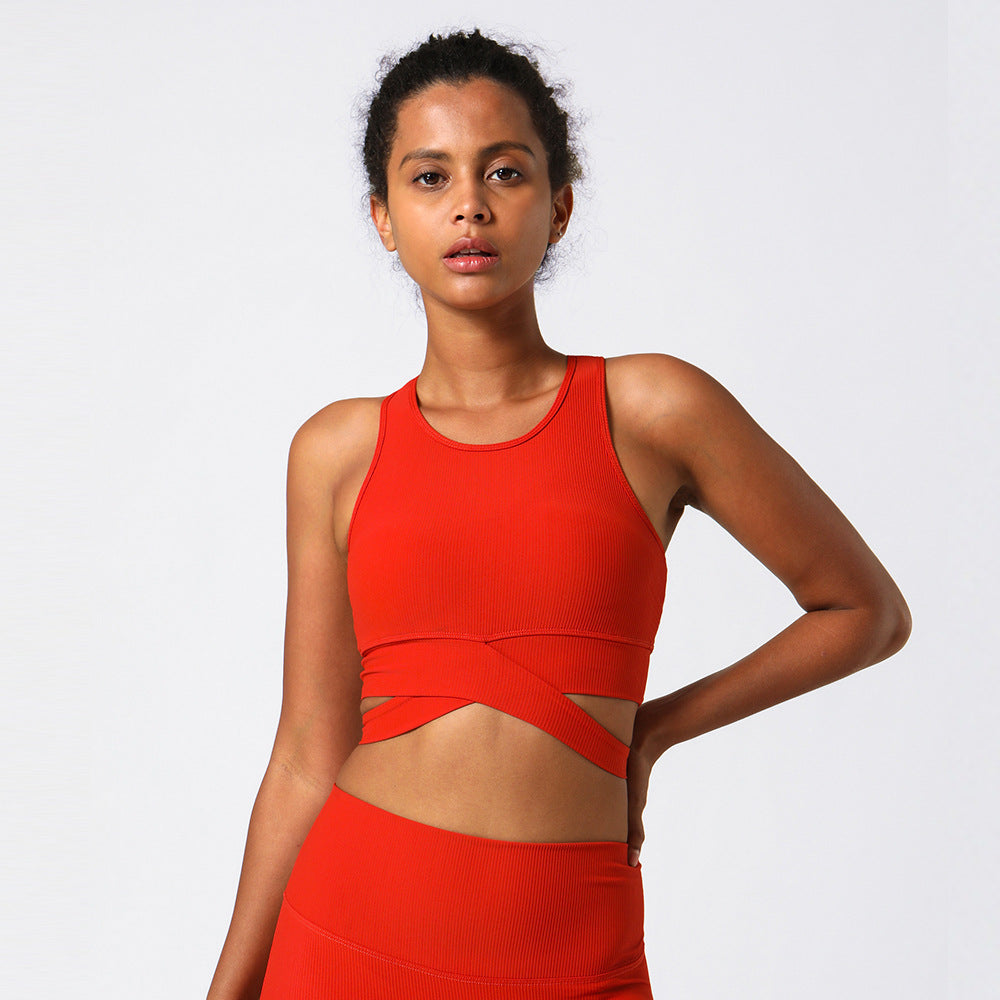 Sports Yoga Vest Women Thread Sports Workout Yoga Bra Women Removable Chest Pad