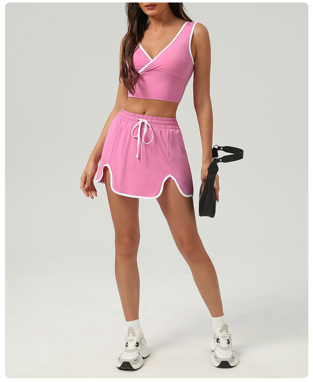 Summer Sports Casual Suit Running Exercise Vest Short Skirt Golf Suit Badminton Tennis Women