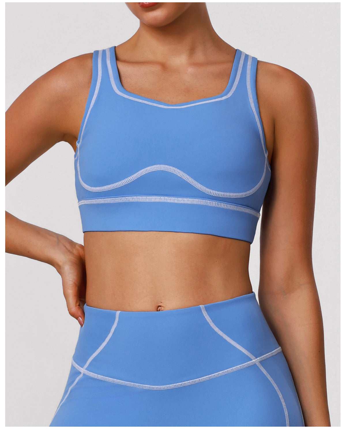 Sports Yoga Shaping Bra Contrast Color Shockproof Training Workout Underwear Hollow Out Cutout-out Beauty Back Sports Vest with Pad