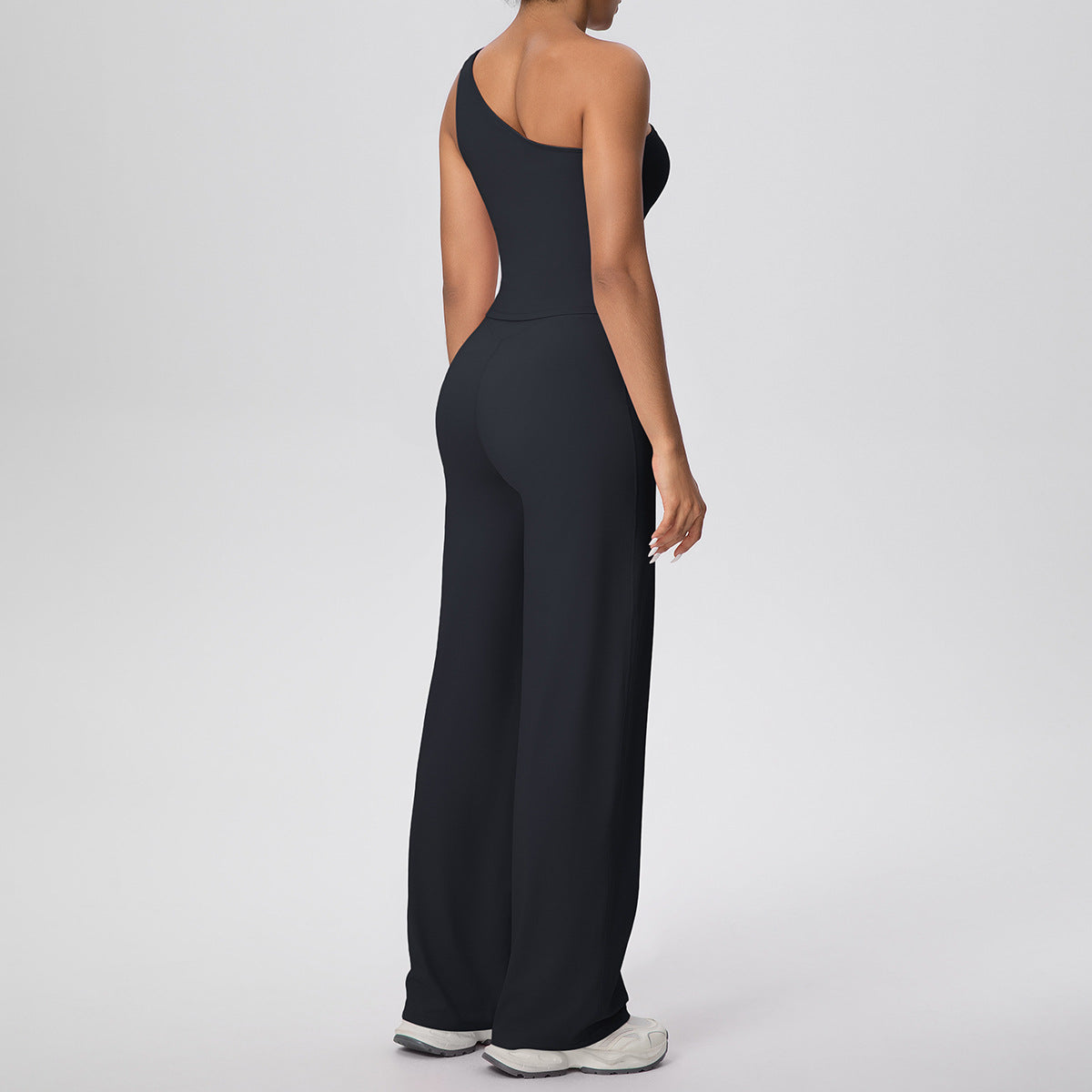 Cloud Sense Oblique Shoulder Waist Yoga Vest Yoga Pants Running Baggy Straight Trousers Fitness Yoga Wear Two Piece Sets